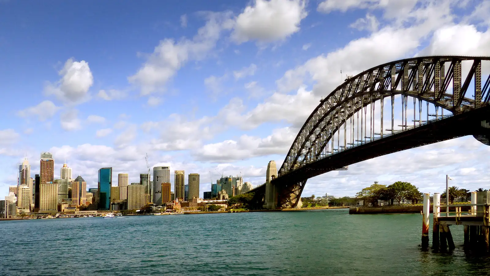 Sydney Harbour Bridge and the city skyline from the water